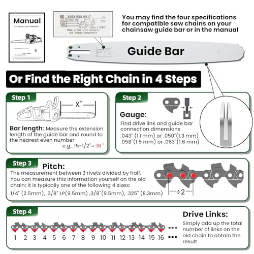 New 8 Inch Pruning Saw Chain 3/8"LP Pitch .043" Gauge 33 Drive Links, 8 Inch Pole Saw Blade Fit for RYOBI P4361 / P4360, Worx WG349, Milwaukee M18 FUEL 3004-20, Kobalt KPS 1024A-03 & More - R33