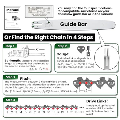 New 8 Inch Pruning Saw Chain 3/8"LP Pitch .043" Gauge 33 Drive Links, 8 Inch Pole Saw Blade Fit for RYOBI P4361 / P4360, Worx WG349, Milwaukee M18 FUEL 3004-20, Kobalt KPS 1024A-03 & More - R33