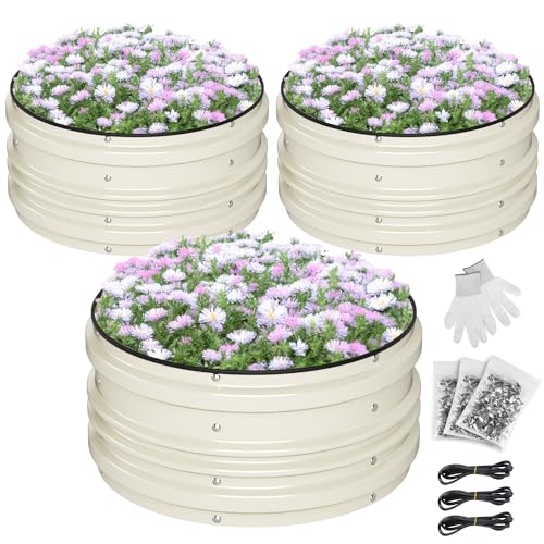 WORKPRO 3Pcs 2x2x1ft Galvanized Raised Garden Bed Set - color: White