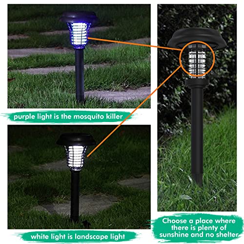 2 Pcs Solar Bug Zapper Outdoor Rechargeable Mosquito Fly Zapper Outdoor