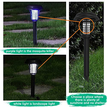 2 Pcs Solar Bug Zapper Outdoor Rechargeable Mosquito Fly Zapper Outdoor