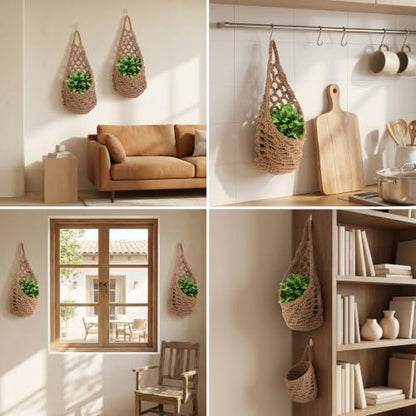 2 Packs 6 inch Macrame Wall Plant Hangers Pot Cotton Wall Planters