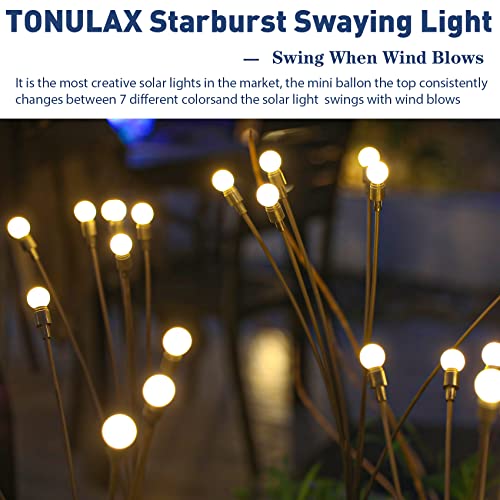 TONULAX Solar Garden Lights - 8 Pack 64 LED Upgraded Solar Swaying Light, Sway by Wind, Outdoor Lights, Yard Patio Pathway Decoration, High Flexibility Iron Wire & Heavy Bulb Base, Warm White - size: 8 Pack