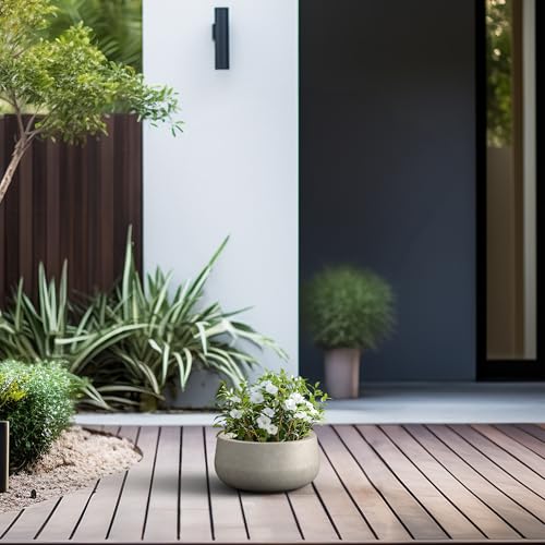 Kante Small Round Bowl Weathered Concrete Planter 11" Dia, Outdoor - color: Weathered Concrete, size: 11.8"w