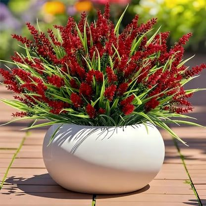 Geegoods 48 Bundles Red Artificial Plants Flowers Outdoor, UV Resistant - color: Red, size: 48PCS