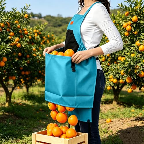 Gardening Apron with Bottom Quick Release Kangaroo Pocket for Women, Men - color: Blue