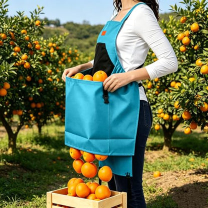 Gardening Apron with Bottom Quick Release Kangaroo Pocket for Women, Men - color: Blue