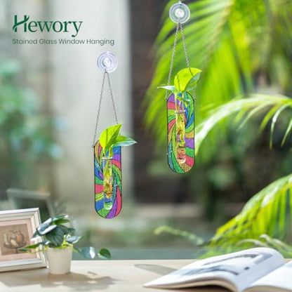 Hewory Stained Glass Window Hanging: 2PCS Propagation Stations, Rainbow - color: Multicolor