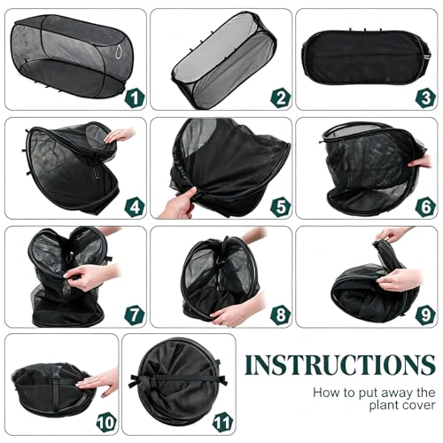 2 Pack Pop Up Garden Row Cover, 39x18x16 for Raised Beds - color: Black-1