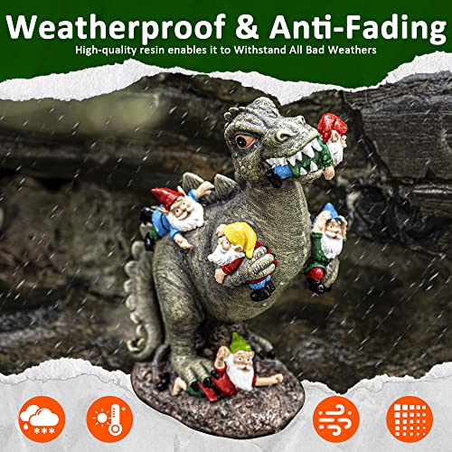 SOWSUN 10.7" Garden Gnomes Statue Dinosaur Outdoor Decor Gifts for Women - size: 10.7" Dinosaur