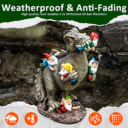 SOWSUN 10.7" Garden Gnomes Statue Dinosaur Outdoor Decor Gifts for Women - size: 10.7" Dinosaur