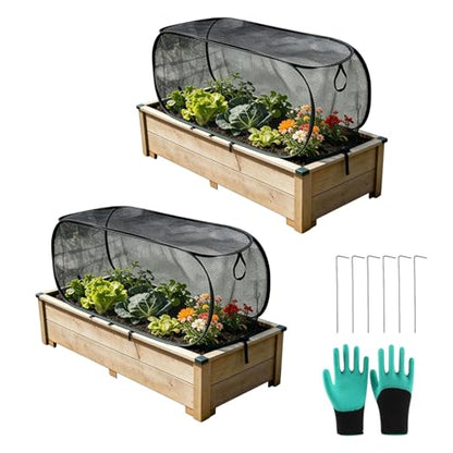 2 Pack Pop Up Garden Row Cover, 39x18x16 for Raised Beds - color: Black-1