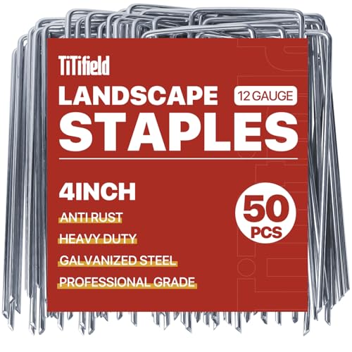 Landscape Staples 4 Inch 50 Pack Galvanized Garden Stakes Anti-Rust Landscape Pins for Weed Barrier Fabric, Artificial Turf and Landscape Fabric - size: 4inch50pcs