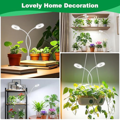 Grow Lights for Indoor Plants, 2 Heads 96 LEDs Clip On Grow Light - size: 1 Pack White