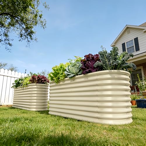 30" Extra Tall Raised Garden Bed, 6x2x2.5 ft Galvanized Planter Box - color: Beige, size: 6x2x2.5ft