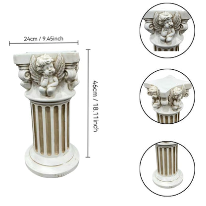 18.11" Angel Column Pedestal Stand, Resin Roman Pillar Decor - color: Angel Column Pedestal