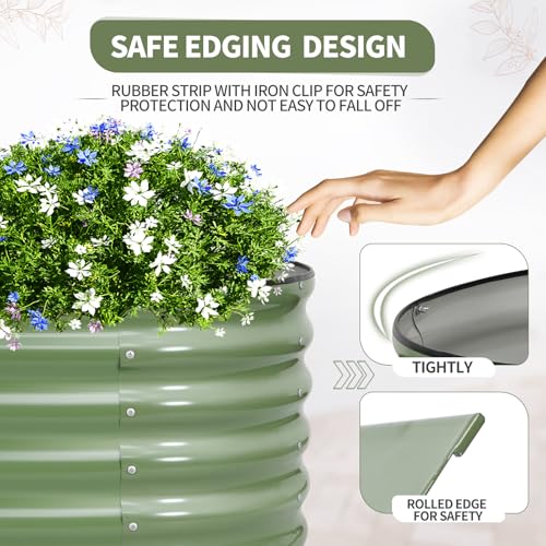 Galvanized Raised Garden Bed Outdoor- 8x2x1.4FT Planter Box, Green - color: Green, size: 8x2x1.4ft
