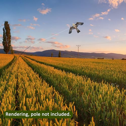 eyijklzo Bird Scarer Hawk Flying Kite Without 13ft Pole-Only Grey Kite - style: Grey-Only kite