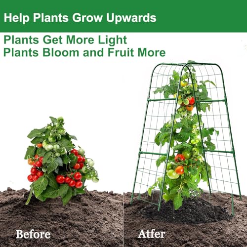 U-Shape Cucumber Trellis for Raised Bed, Garden Trellis for Climbing Plants Outdoor, Metal Arch Plant Support, Vegetables Trellis for Squash Grape Pea Bean Vines Flower 47x15.7in