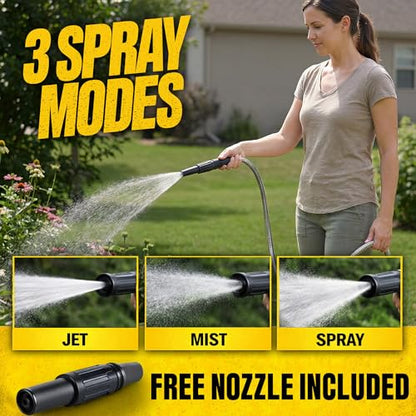 BIONIC STEEL 50 Ft Metal Garden Hose with Sprayer Nozzle - size: 50'