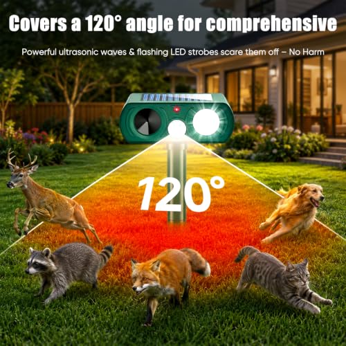 2026 Upgraded Ultrasonic Solar Animal Repellent Outdoor-4 Pack