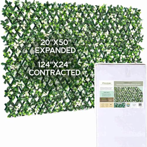 NatraHedge Artificial Privacy Grass Wall Decor, White Gardenia, Faux - color: Gardenia Lattice