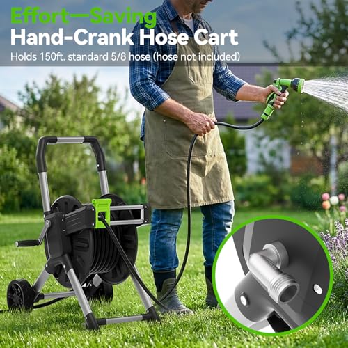 Upgrade Garden Hose Reel Cart, Holds 150 Ft 5/8" Hose With Wheels - size: 150 FT