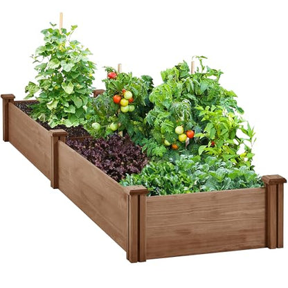 Yaheetech Raised Garden Bed Planter Box for Vegetables Growing, Dark Brown - color: Dark Brown, size: 8ft x 2ft