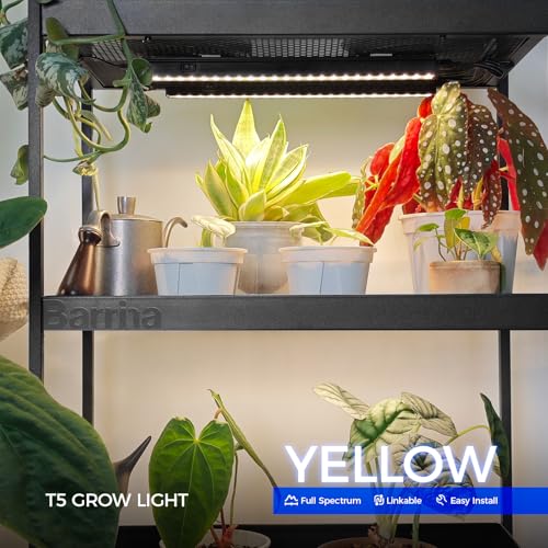 Barrina T5 LED Grow Lights, 5W 1FT, Linkable Plant Lights, Yellow, 8 Packs - color: Yellow, size: 1FT-Black Cover