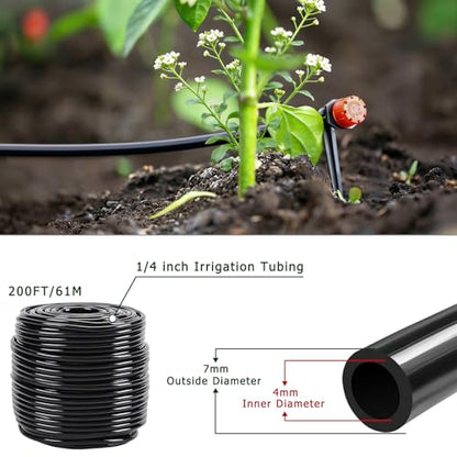 1/4 inch Drip Irrigation Tubing, 200FT/61M Blank Distribution Tubing