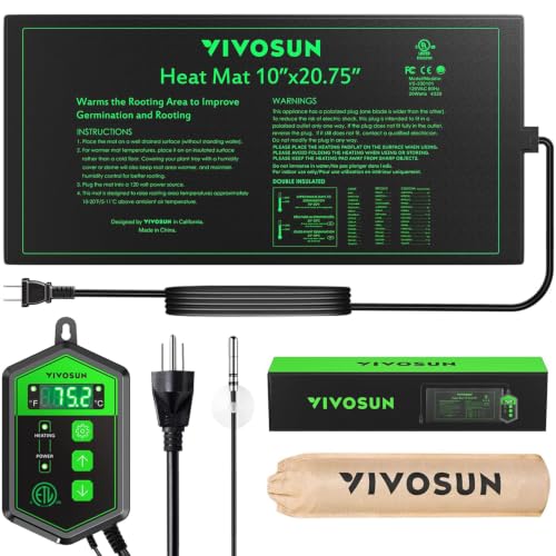 VIVOSUN 10"x 20.75" Seedling Heat Mat and Digital Thermostat Combo Set - size: 10"x20.75"