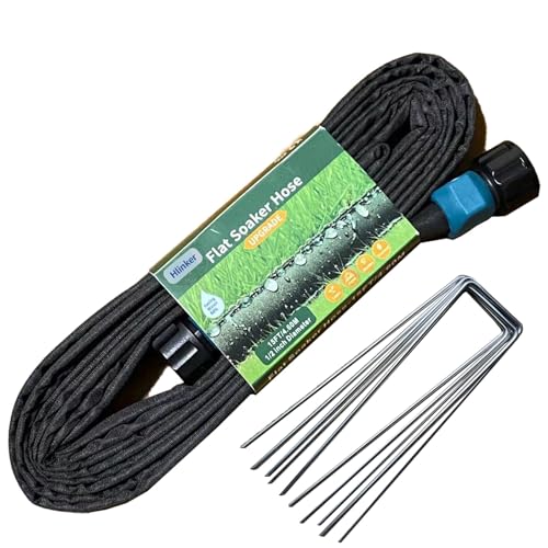 Hlinker 2026 Flat Soaker Hose 15 ft with Stake for Garden, Linkable Drip Hose Diy Automates Garden Irrigation System Saving 81% Water, Dual-layer Leak-free Design Water Hose with Holes - size: 15ft