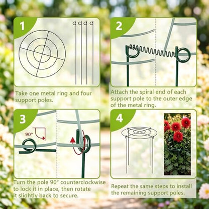 DAYUMKOU 4 Pack Peonies Cages and Supports, 11.5" Wide x 12" High - size: ZWJZ-LVS-4PC-29.21x30.48