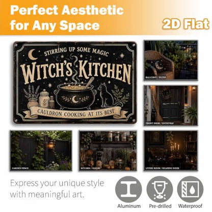 Halloween Metal Art Sign Witch's Kitchen Cauldron Cooking Decor - color: 10A