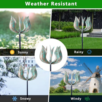 Viveta Wind Spinners Outdoor - 360 Degrees Swivel Kinetic Wind Spinner - color: Green-a