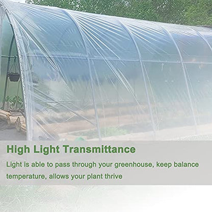 Yowlieu 10' x 26' Clear Greenhouse Plastic Sheeting, 6 Mil UV Resistant Polyethylene Greenhouse Film Hoop Green House Plastic Cover for Farms, Agriculture, Garden - size: 10' x 26' - 1 PCS