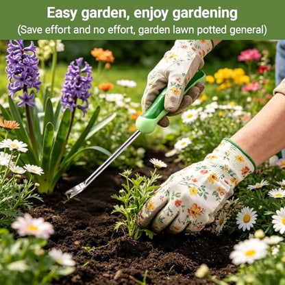 Dandelion Weeding Tool V-Shaped Fork Easy Weed Removal Stainless Steel Manual Weeder with Ergonomic Handle (Plastic)