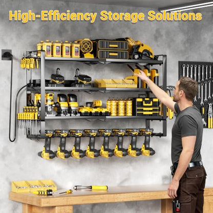 Large Power Tool Organizer Wall Mount With Charging Station,Extra Tall - color: 32-INCH BLACK
