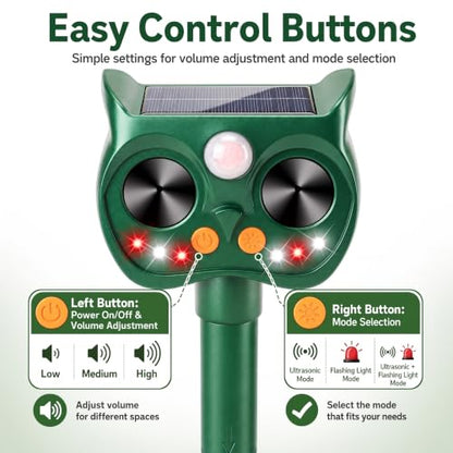 4 Pack Solar Ultrasonic Animal Repellent Motion Activated Deer Repellent
