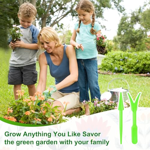 M METERXITY 12-Pack Mini Garden Hand Succulent Transplanting Tools, Plastic Seedlings Dibber Sowing Digging for Repotting/Lawn Maintenance/Plant Care, Small Gardening Tools [Green] - color: Green