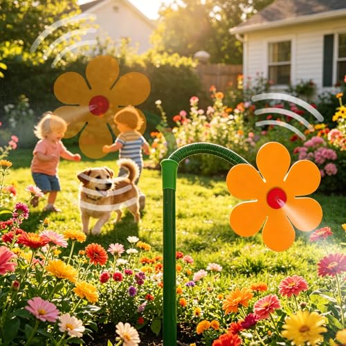 Crazy Daisy Sprinkler, 360° Rotating Flower Sprinkler for Dogs and Yard - color: Yellow
