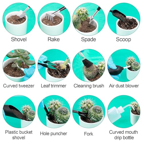 ANPHSIN 20pcs Small Gardening Tools Gifts for Women Beginners, Green - color: Green