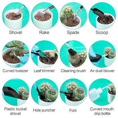 ANPHSIN 20pcs Small Gardening Tools Gifts for Women Beginners, Green - color: Green