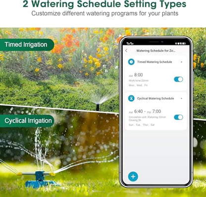 Smart Hose Watering Timer with Wi-Fi Hub, Automatic Irrigation System Controller for Lawns and Yard, Compatible with Alexa