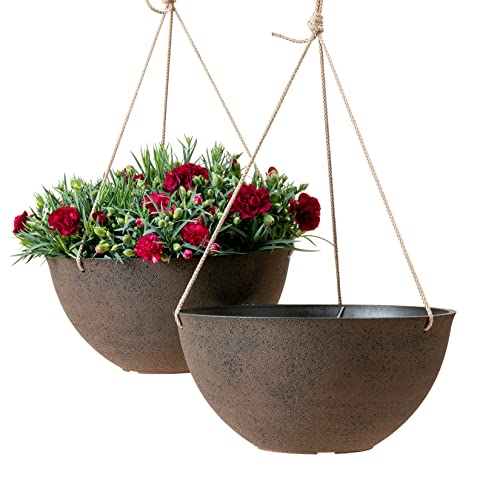 LA JOLIE MUSE Hanging Planter Baskets for Outdoor Plants, Set of 2, 13 Inch - color: New Iron Color