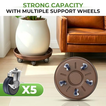 Plant Caddy With Wheels 14" Metal Plant Saucers for Indoors 390 Lb Capacity - size: 2 PACK 14.1 INCH
