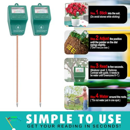 Antonki 2 Pack Soil Moisture Meter, Plant Water Meter Hygrometer
