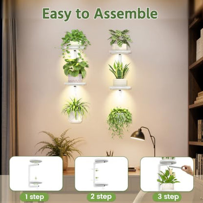 LASZOLA Plant Hanger Holder Shelf Wall Indoor with Lights, 2 Pcs White - color: Pure White, size: 2
