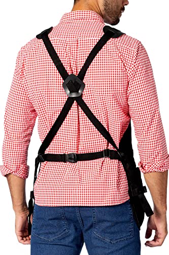 Under NY Sky Tool Apron, Magnetic Bits Holder, Cross-Back,18 Pockets, Black - color: Black