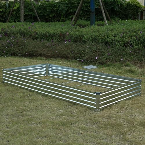 Foxlang 8x4x1ft(2 PCS) Galvanized Raised Garden Bed - color: Silver